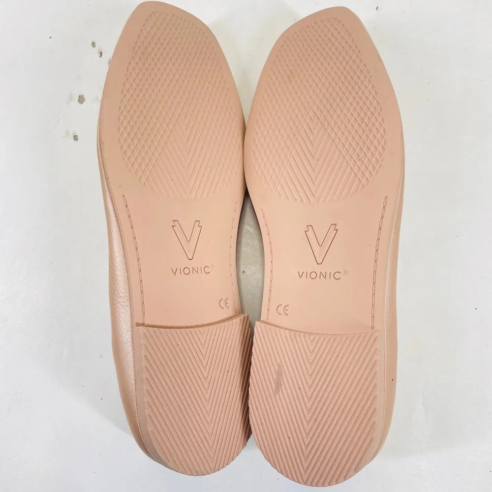 Vionic Caroll 2.0 Ballet Flats Blush Pink Leather Orthotic Shoes Womens 8 Wide